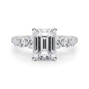 Sculpted Rd Center Single Row Round Diamond Engagement Ring in 10K/14K gold and platinum with certified lab-grown or natural diamonds