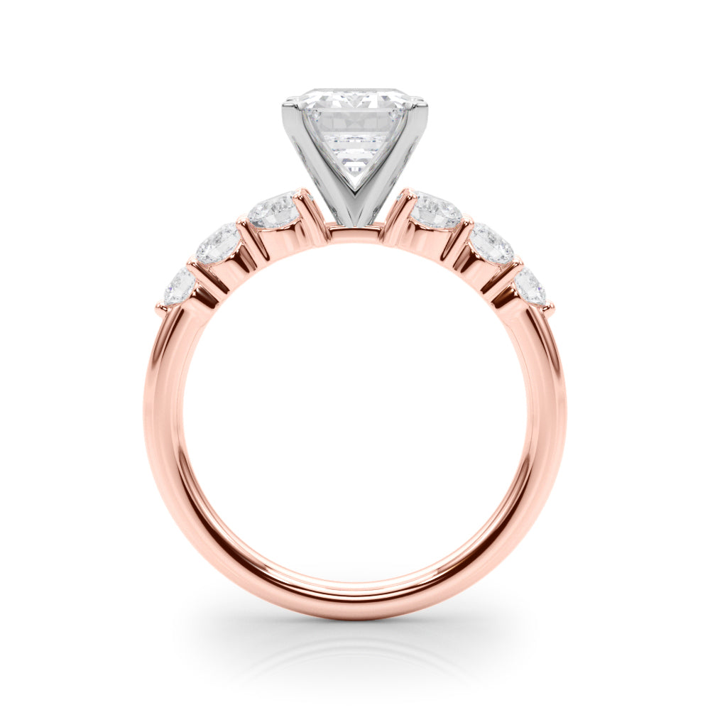 Sculpted Rd Center Single Row Round Diamond Engagement Ring in 10K/14K gold and platinum with certified lab-grown or natural diamonds