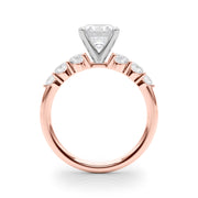 Sculpted Rd Center Single Row Round Diamond Engagement Ring in 10K/14K gold and platinum with certified lab-grown or natural diamonds