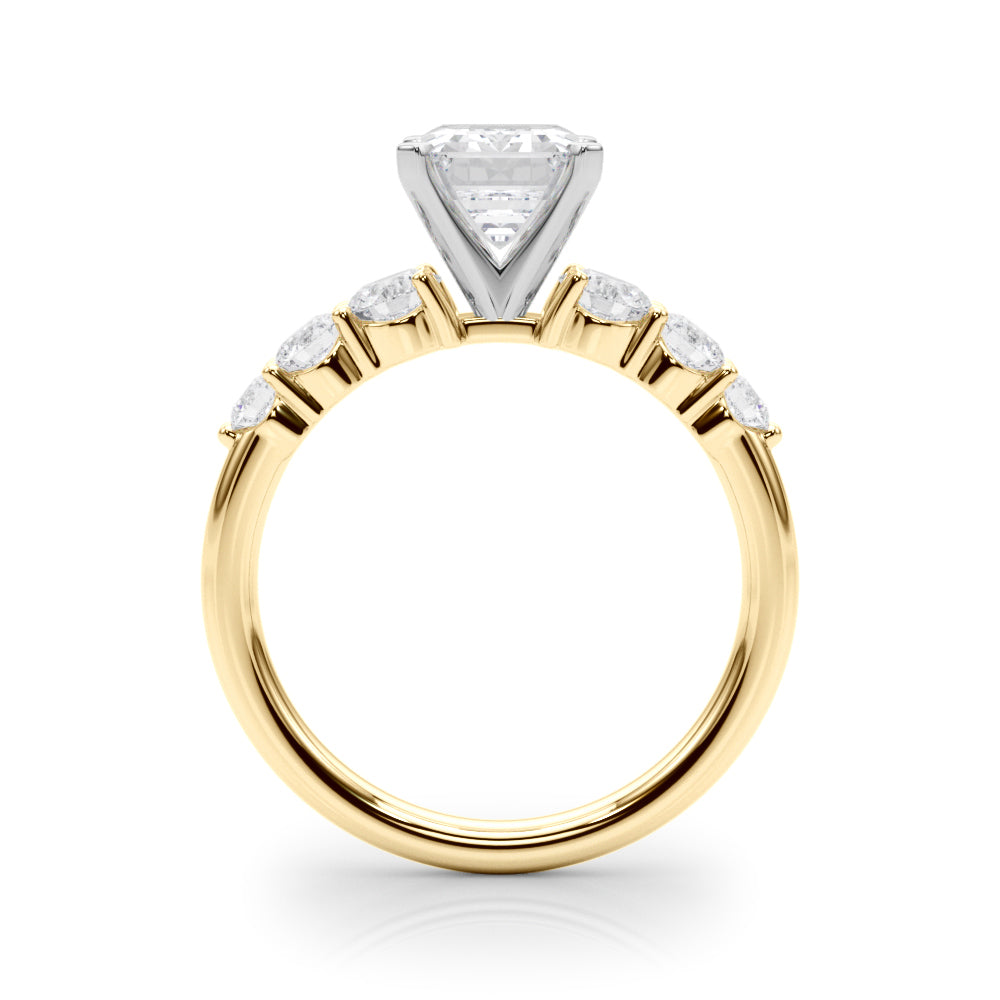 Sculpted Rd Center Single Row Round Diamond Engagement Ring in 10K/14K gold and platinum with certified lab-grown or natural diamonds