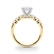 Sculpted Rd Center Single Row Round Diamond Engagement Ring in 10K/14K gold and platinum with certified lab-grown or natural diamonds