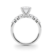 Sculpted Rd Center Single Row Round Diamond Engagement Ring in 10K/14K gold and platinum with certified lab-grown or natural diamonds