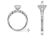 Sculpted Rd Center Single Row Round Diamond Engagement Ring in 10K/14K gold and platinum with certified lab-grown or natural diamonds