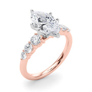 Sculpted Rd Center Single Row Round Diamond Engagement Ring in 10K/14K gold and platinum with certified lab-grown or natural diamonds