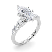 Sculpted Rd Center Single Row Round Diamond Engagement Ring in 10K/14K gold and platinum with certified lab-grown or natural diamonds