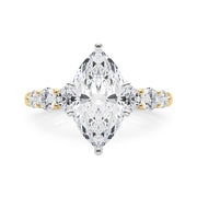 Sculpted Rd Center Single Row Round Diamond Engagement Ring in 10K/14K gold and platinum with certified lab-grown or natural diamonds