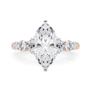 Sculpted Rd Center Single Row Round Diamond Engagement Ring in 10K/14K gold and platinum with certified lab-grown or natural diamonds