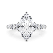 Sculpted Rd Center Single Row Round Diamond Engagement Ring in 10K/14K gold and platinum with certified lab-grown or natural diamonds