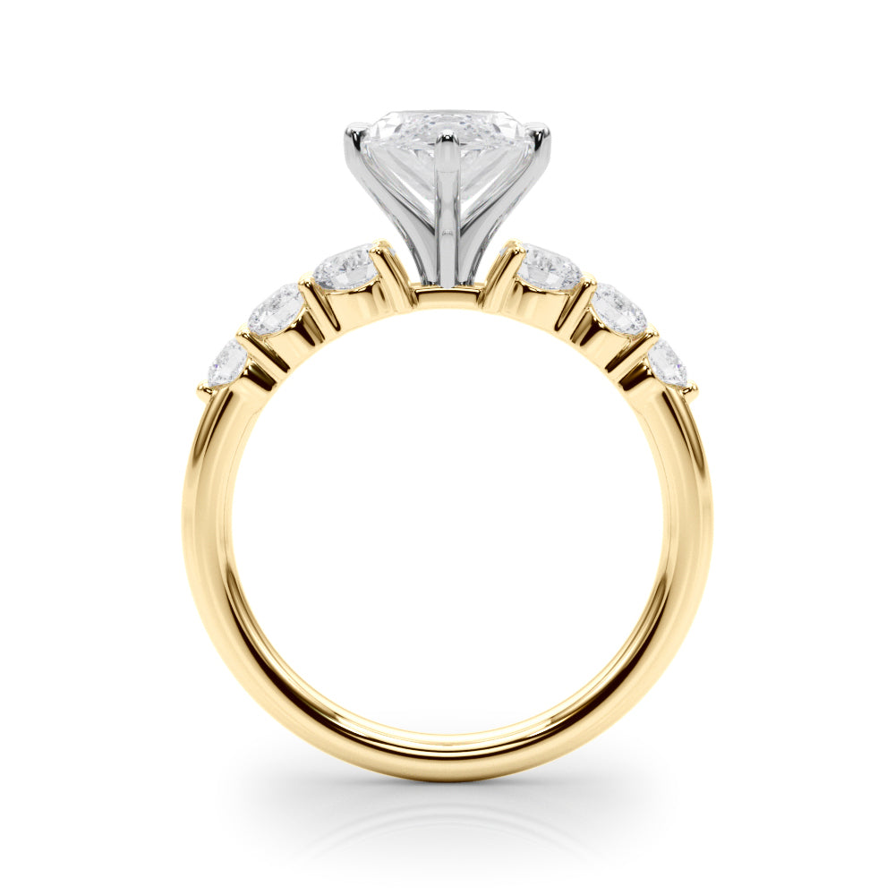 Sculpted Rd Center Single Row Round Diamond Engagement Ring in 10K/14K gold and platinum with certified lab-grown or natural diamonds