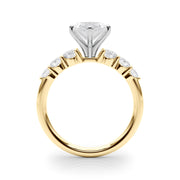 Sculpted Rd Center Single Row Round Diamond Engagement Ring in 10K/14K gold and platinum with certified lab-grown or natural diamonds