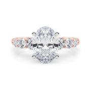 Sculpted Rd Center Single Row Round Diamond Engagement Ring in 10K/14K gold and platinum with certified lab-grown or natural diamonds