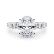 Sculpted Rd Center Single Row Round Diamond Engagement Ring in 10K/14K gold and platinum with certified lab-grown or natural diamonds