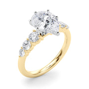 Sculpted Rd Center Single Row Round Diamond Engagement Ring in 10K/14K gold and platinum with certified lab-grown or natural diamonds