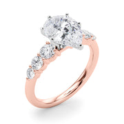 Sculpted Rd Center Single Row Round Diamond Engagement Ring in 10K/14K gold and platinum with certified lab-grown or natural diamonds