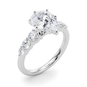Sculpted Rd Center Single Row Round Diamond Engagement Ring in 10K/14K gold and platinum with certified lab-grown or natural diamonds