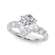 Sculpted Rd Center Single Row Round Diamond Engagement Ring in 10K/14K gold and platinum with certified lab-grown or natural diamonds