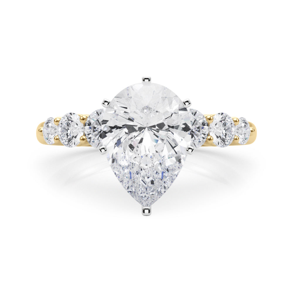 Sculpted Rd Center Single Row Round Diamond Engagement Ring in 10K/14K gold and platinum with certified lab-grown or natural diamonds