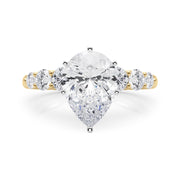 Sculpted Rd Center Single Row Round Diamond Engagement Ring in 10K/14K gold and platinum with certified lab-grown or natural diamonds