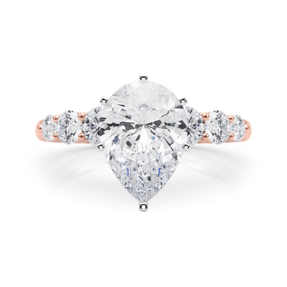 Sculpted Rd Center Single Row Round Diamond Engagement Ring in 10K/14K gold and platinum with certified lab-grown or natural diamonds