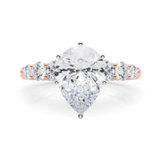 Sculpted Rd Center Single Row Round Diamond Engagement Ring in 10K/14K gold and platinum with certified lab-grown or natural diamonds