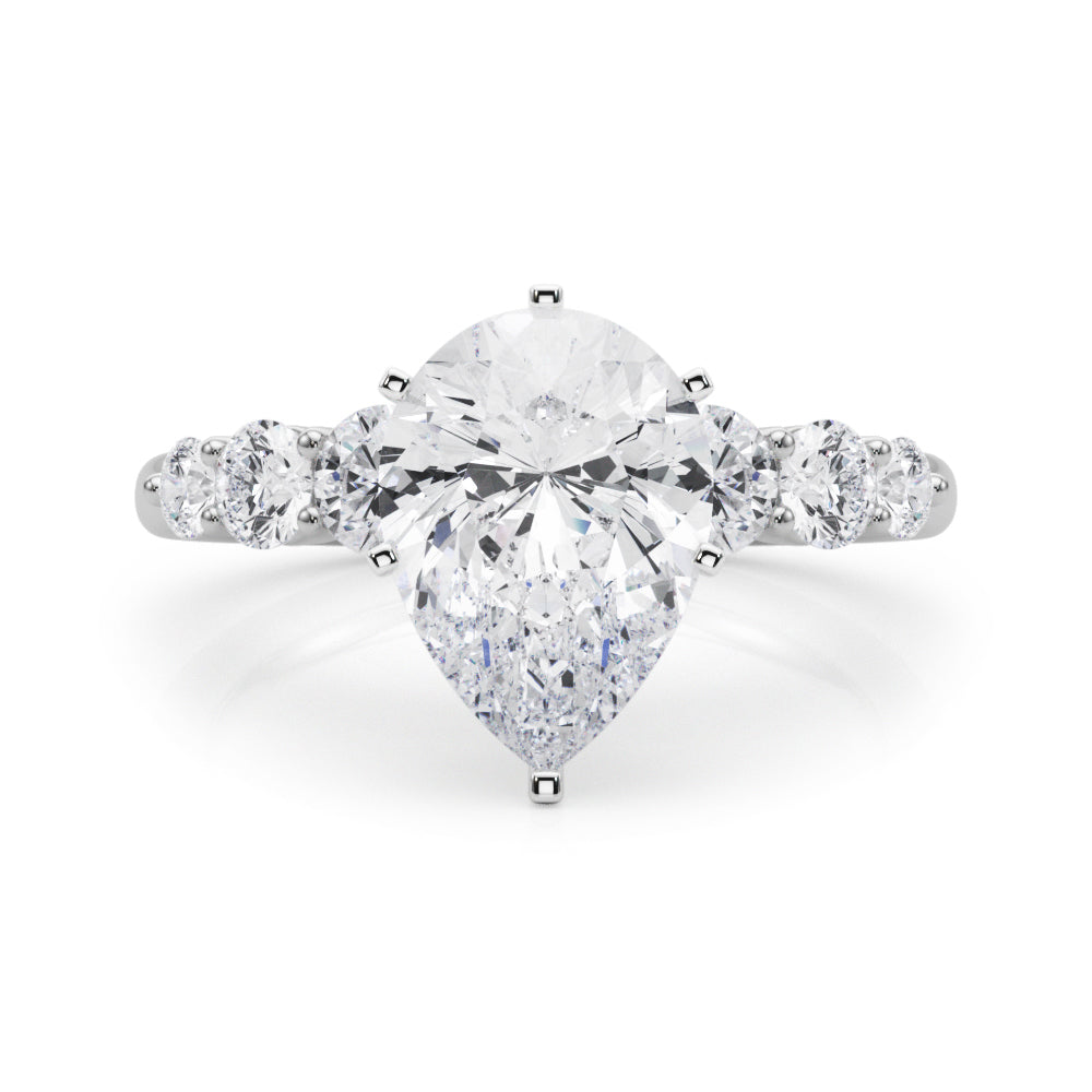 Sculpted Rd Center Single Row Round Diamond Engagement Ring in 10K/14K gold and platinum with certified lab-grown or natural diamonds