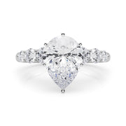 Sculpted Rd Center Single Row Round Diamond Engagement Ring in 10K/14K gold and platinum with certified lab-grown or natural diamonds