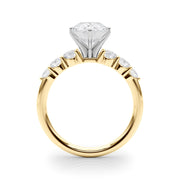Sculpted Rd Center Single Row Round Diamond Engagement Ring in 10K/14K gold and platinum with certified lab-grown or natural diamonds