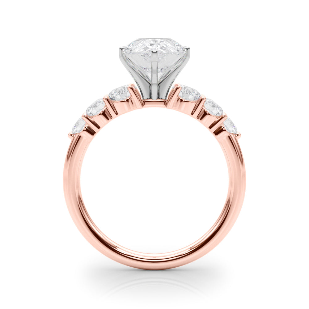 Sculpted Rd Center Single Row Round Diamond Engagement Ring in 10K/14K gold and platinum with certified lab-grown or natural diamonds