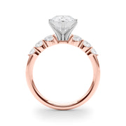 Sculpted Rd Center Single Row Round Diamond Engagement Ring in 10K/14K gold and platinum with certified lab-grown or natural diamonds