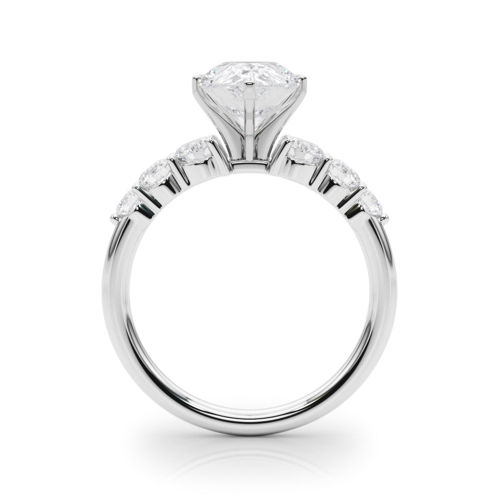 Sculpted Rd Center Single Row Round Diamond Engagement Ring in 10K/14K gold and platinum with certified lab-grown or natural diamonds