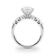 Sculpted Rd Center Single Row Round Diamond Engagement Ring in 10K/14K gold and platinum with certified lab-grown or natural diamonds