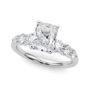 Sculpted Rd Center Single Row Round Diamond Engagement Ring in 10K/14K gold and platinum with certified lab-grown or natural diamonds