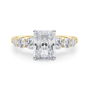 Sculpted Rd Center Single Row Round Diamond Engagement Ring in 10K/14K gold and platinum with certified lab-grown or natural diamonds