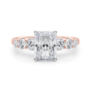 Sculpted Rd Center Single Row Round Diamond Engagement Ring in 10K/14K gold and platinum with certified lab-grown or natural diamonds