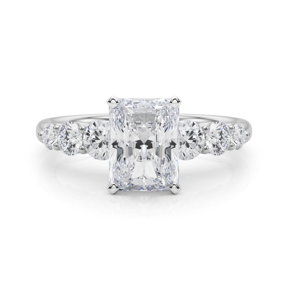Sculpted Rd Center Single Row Round Diamond Engagement Ring in 10K/14K gold and platinum with certified lab-grown or natural diamonds