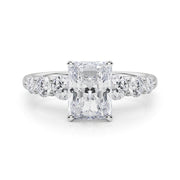 Sculpted Rd Center Single Row Round Diamond Engagement Ring in 10K/14K gold and platinum with certified lab-grown or natural diamonds