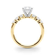 Sculpted Rd Center Single Row Round Diamond Engagement Ring in 10K/14K gold and platinum with certified lab-grown or natural diamonds