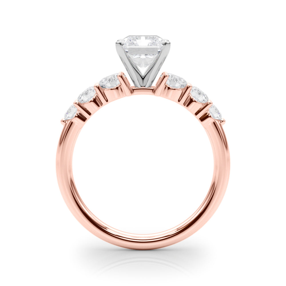 Sculpted Rd Center Single Row Round Diamond Engagement Ring in 10K/14K gold and platinum with certified lab-grown or natural diamonds