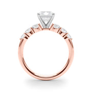 Sculpted Rd Center Single Row Round Diamond Engagement Ring in 10K/14K gold and platinum with certified lab-grown or natural diamonds