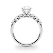 Sculpted Rd Center Single Row Round Diamond Engagement Ring in 10K/14K gold and platinum with certified lab-grown or natural diamonds