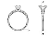 Sculpted Rd Center Single Row Round Diamond Engagement Ring in 10K/14K gold and platinum with certified lab-grown or natural diamonds