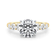 Sculpted Rd Center Single Row Round Diamond Engagement Ring in 10K/14K gold and platinum with certified lab-grown or natural diamonds