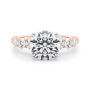 Sculpted Rd Center Single Row Round Diamond Engagement Ring in 10K/14K gold and platinum with certified lab-grown or natural diamonds
