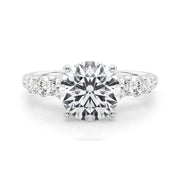 Sculpted Rd Center Single Row Round Diamond Engagement Ring in 10K/14K gold and platinum with certified lab-grown or natural diamonds