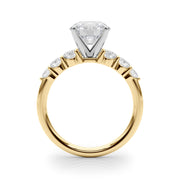 Sculpted Rd Center Single Row Round Diamond Engagement Ring in 10K/14K gold and platinum with certified lab-grown or natural diamonds