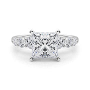 Sculpted Rd Center Single Row Round Diamond Engagement Ring in 10K/14K gold and platinum with certified lab-grown or natural diamonds