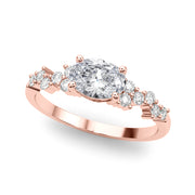 Refined Oval Center East To West Oval Diamond Engagement Ring in 10K/14K gold and platinum with certified lab-grown or natural diamonds