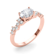 Refined Oval Center East To West Oval Diamond Engagement Ring in 10K/14K gold and platinum with certified lab-grown or natural diamonds