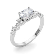 Refined Oval Center East To West Oval Diamond Engagement Ring in 10K/14K gold and platinum with certified lab-grown or natural diamonds