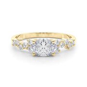 Refined Oval Center East To West Oval Diamond Engagement Ring in 10K/14K gold and platinum with certified lab-grown or natural diamonds
